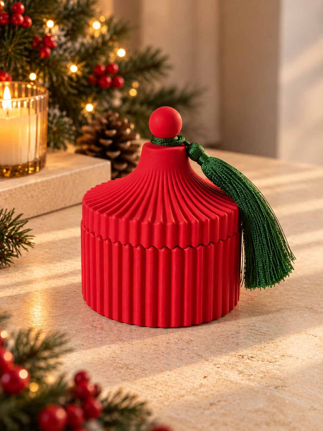 Lumânare carusel roșie Christmas Spice