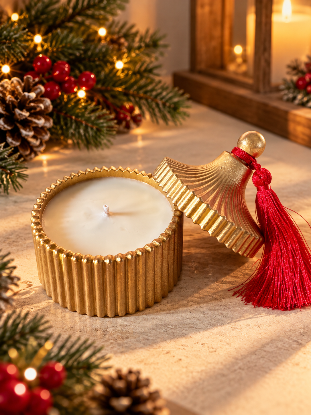 Lumânare carusel aurie Fireside