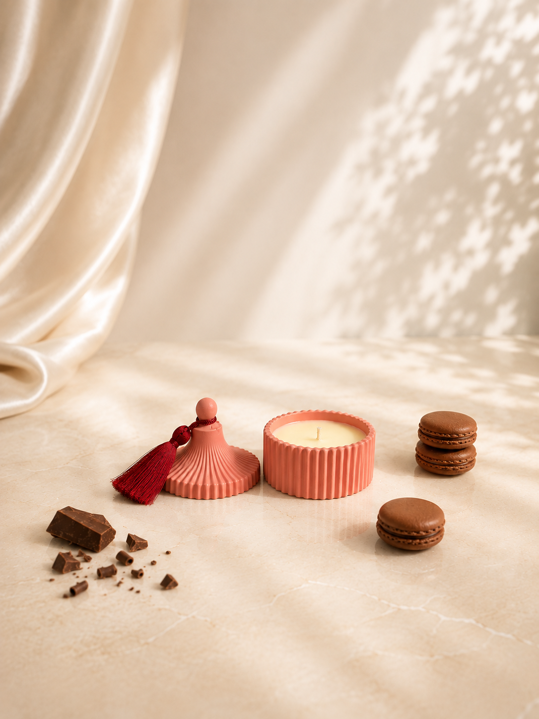 Lumânare carusel roz punch Chocolate macaroons