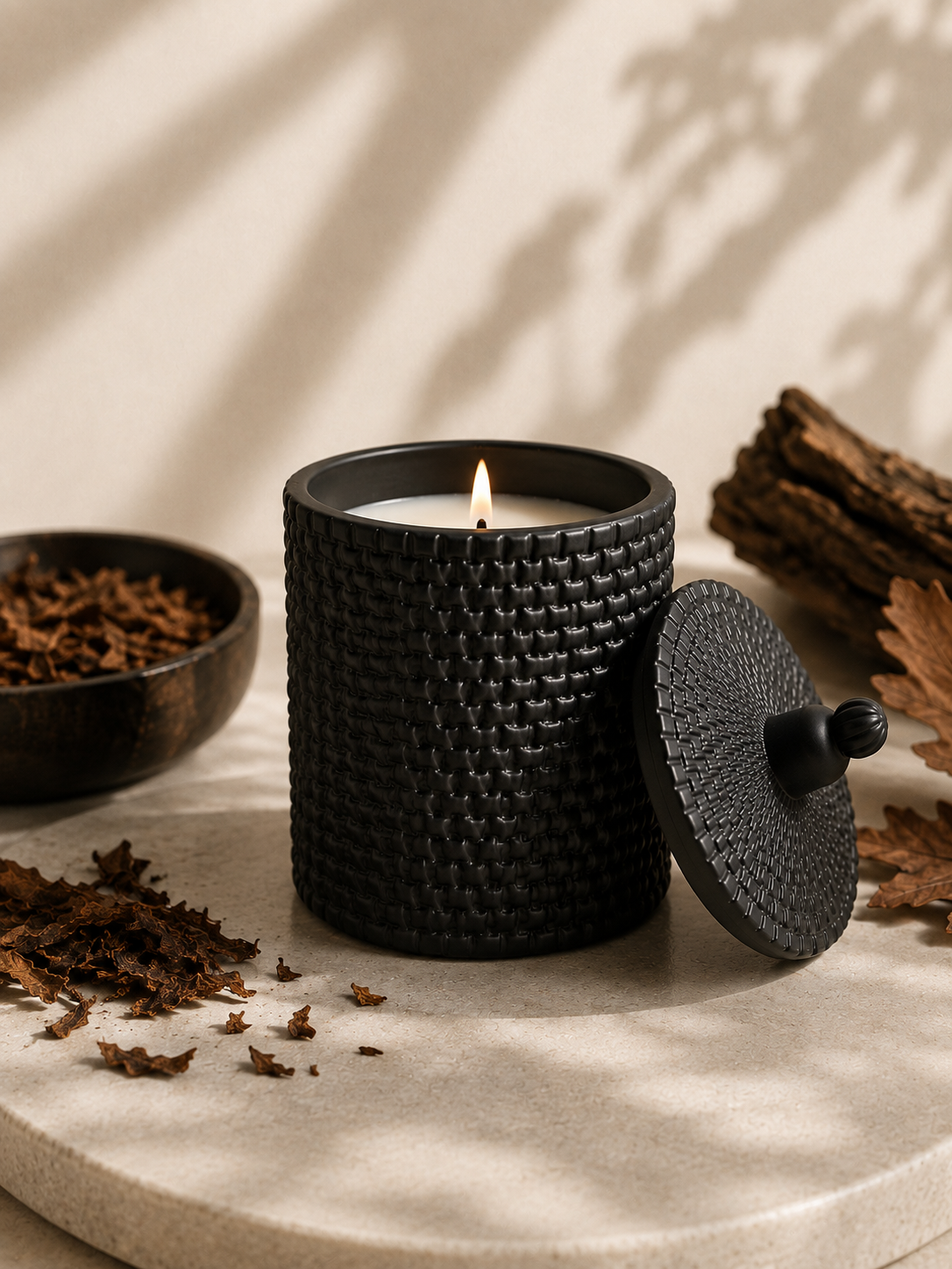 Lumânare bombonieră Raindrop black Cuban tobacco & oak