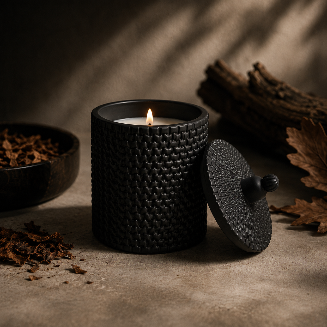 Lumânare bombonieră Raindrop black Cuban tobacco & oak